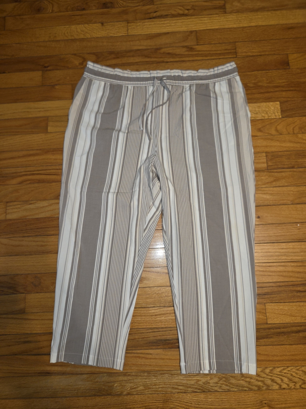 torrid Taupe and White Stripe Straight-Leg Pants Size 2